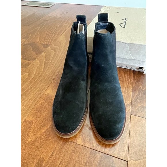 Clarks Clarksdale Arlo Ankle Boots Black Suede Slip on Size 8.5 - Picture 6 of 9